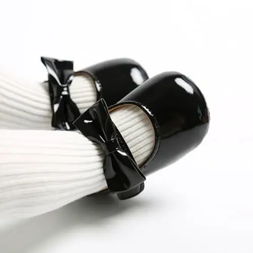 Baby Girls Mary Jane Flats Shoes with Non-Slip Soft Sole Toddler First Walkers Newborn Princess Dress Shoes - 2