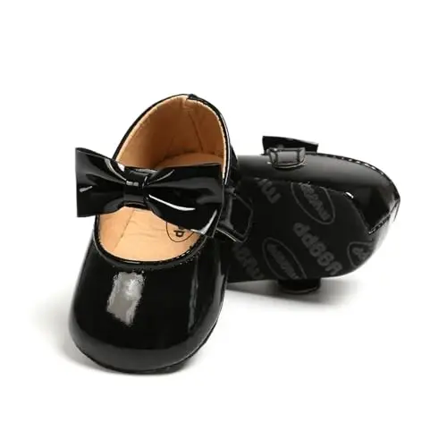 Baby Girls Mary Jane Flats Shoes with Non-Slip Soft Sole Toddler First Walkers Newborn Princess Dress Shoes - 5