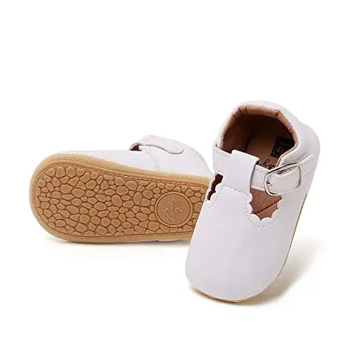 Baby Girls Mary Jane Flats Shoes with Non-Slip Soft Sole Toddler First Walkers Newborn Princess Dress Shoes - 3