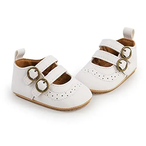 Baby Girls Mary Jane Flats Shoes with Non-Slip Soft Sole Toddler First Walkers Newborn Princess Dress Shoes - 3