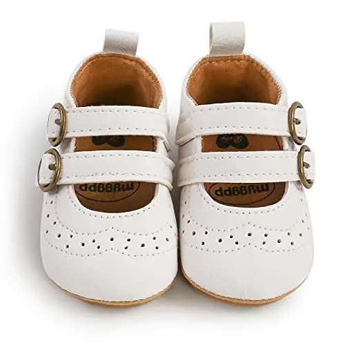 Baby Girls Mary Jane Flats Shoes with Non-Slip Soft Sole Toddler First Walkers Newborn Princess Dress Shoes - 4