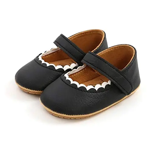 Baby Girls Mary Jane Flats Shoes with Non-Slip Soft Sole Toddler First Walkers Newborn Princess Dress Shoes - 1
