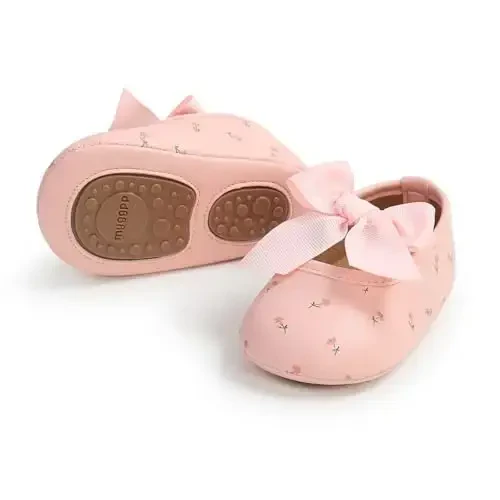 Baby Girls Mary Jane Flats Shoes with Non-Slip Soft Sole Toddler First Walkers Newborn Princess Dress Shoes - 3
