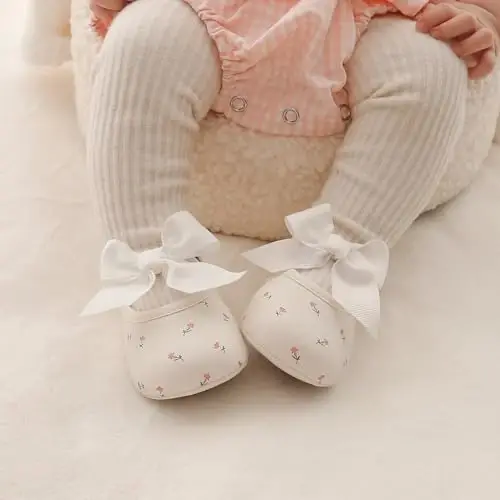 Baby Girls Mary Jane Flats Shoes with Non-Slip Soft Sole Toddler First Walkers Newborn Princess Dress Shoes - 2