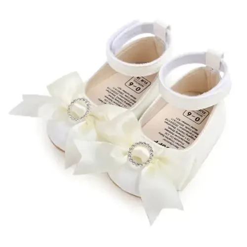 Baby Girls Mary Jane Flats Shoes with Non-Slip Soft Sole Toddler First Walkers Newborn Princess Dress Shoes - AKINGIO