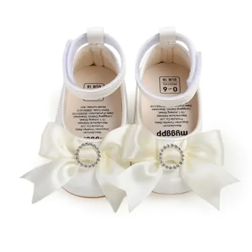 Baby Girls Mary Jane Flats Shoes with Non-Slip Soft Sole Toddler First Walkers Newborn Princess Dress Shoes - 5