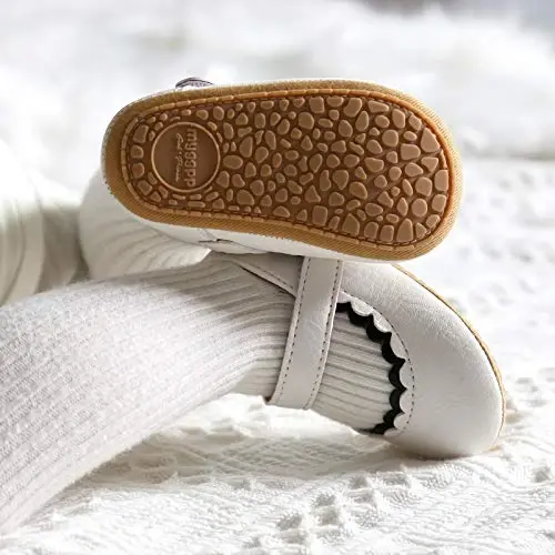 Baby Girls Mary Jane Flats Shoes with Non-Slip Soft Sole Toddler First Walkers Newborn Princess Dress Shoes - 4