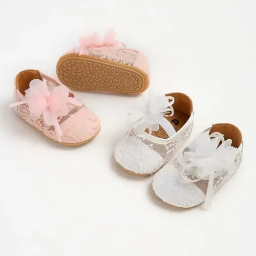 Baby Girls Mary Jane Flats Shoes with Non-Slip Soft Sole Toddler First Walkers Newborn Princess Dress Shoes - 2