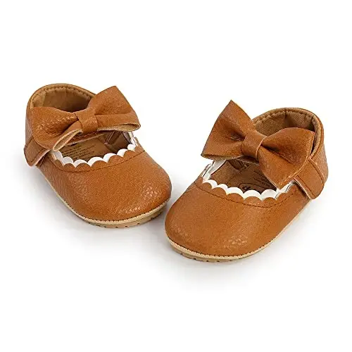 Baby Girls Mary Jane Flats Shoes with Non-Slip Soft Sole Toddler First Walkers Newborn Princess Dress Shoes - 4