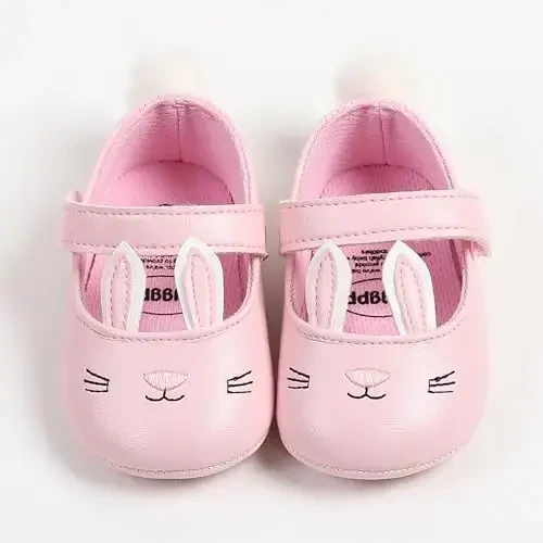 Baby Girls Mary Jane Flats Shoes with Non-Slip Soft Sole Toddler First Walkers Newborn Princess Dress Shoes - 5