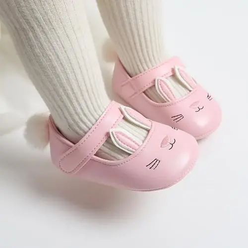 Baby Girls Mary Jane Flats Shoes with Non-Slip Soft Sole Toddler First Walkers Newborn Princess Dress Shoes - 3