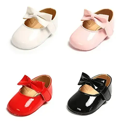 Baby Girls Mary Jane Flats Shoes with Non-Slip Soft Sole Toddler First Walkers Newborn Princess Dress Shoes - 3