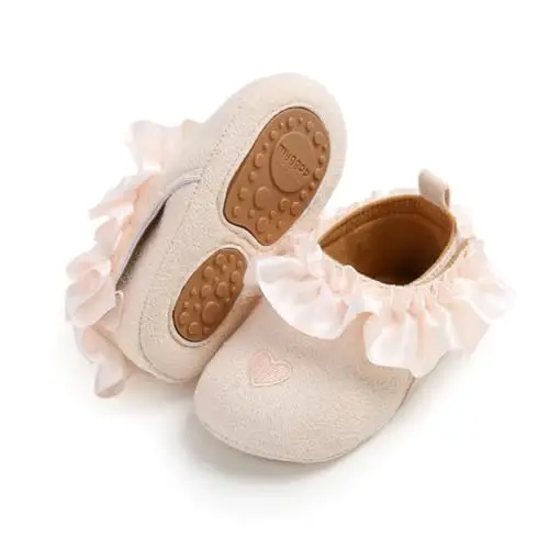 Baby Girls Mary Jane Flats Shoes with Non-Slip Soft Sole Toddler First Walkers Newborn Princess Dress Shoes - 1