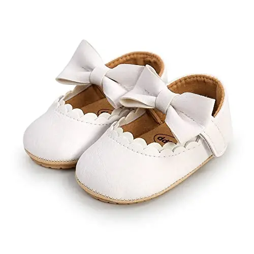Baby Girls Mary Jane Flats Shoes with Non-Slip Soft Sole Toddler First Walkers Newborn Princess Dress Shoes - 3