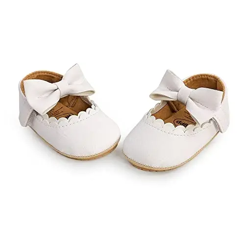 Baby Girls Mary Jane Flats Shoes with Non-Slip Soft Sole Toddler First Walkers Newborn Princess Dress Shoes - 5