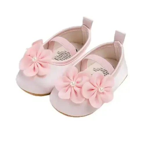 Baby Girls Mary Jane Flats Shoes with Non-Slip Soft Sole Toddler First Walkers Newborn Princess Dress Shoes 