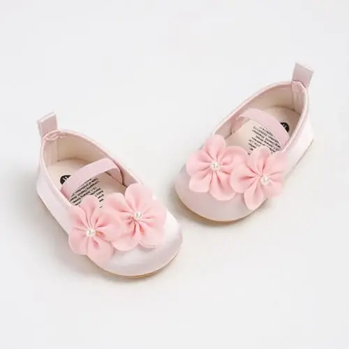 Baby Girls Mary Jane Flats Shoes with Non-Slip Soft Sole Toddler First Walkers Newborn Princess Dress Shoes - 4