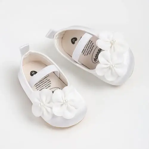 Baby Girls Mary Jane Flats Shoes with Non-Slip Soft Sole Toddler First Walkers Newborn Princess Dress Shoes - 4