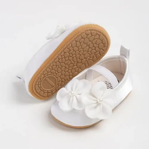 Baby Girls Mary Jane Flats Shoes with Non-Slip Soft Sole Toddler First Walkers Newborn Princess Dress Shoes - 5