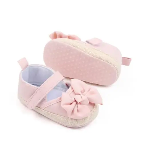 Baby Girls Mary Jane Flats Shoes with Non-Slip Soft Sole Toddler First Walkers Newborn Princess Dress Shoes - 5