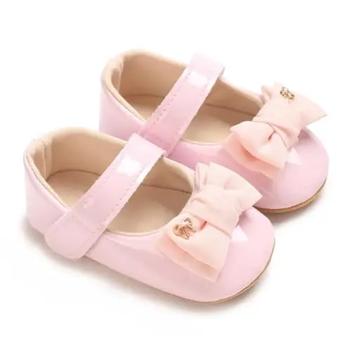 Baby Girls Mary Jane Flats Shoes with Non-Slip Soft Sole Toddler First Walkers Newborn Princess Dress Shoes 