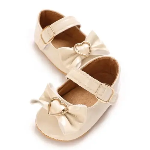 Baby Girls Mary Jane Flats Shoes with Non-Slip Soft Sole Toddler First Walkers Newborn Princess Dress Shoes - 4