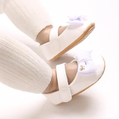 Baby Girls Mary Jane Flats Shoes with Non-Slip Soft Sole Toddler First Walkers Newborn Princess Dress Shoes - 4