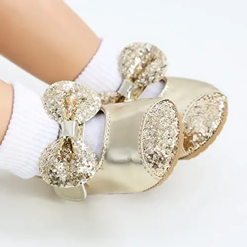 Baby Girls Mary Jane Flats Shoes with Non-Slip Soft Sole Toddler First Walkers Newborn Princess Dress Shoes - 2