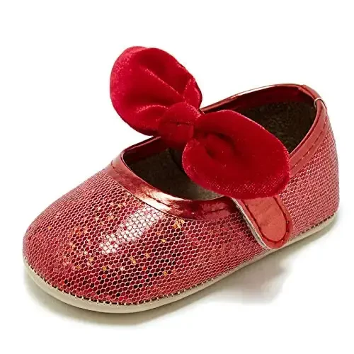 Baby Girls Mary Jane Flats Sirpanmaydigan rezina taglikli kamonli yosh bolalar malika ko'ylak poyafzallari - 1