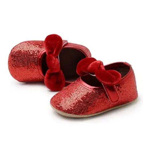 Baby Girls Mary Jane Flats Sirpanmaydigan rezina taglikli kamonli yosh bolalar malika ko'ylak poyafzallari - 5