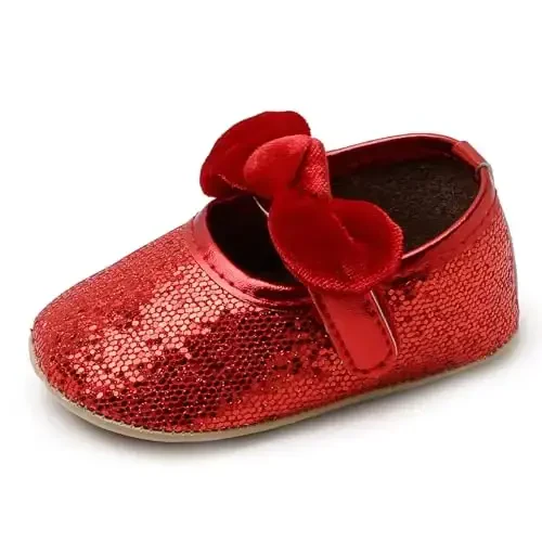 Baby Girls Mary Jane Flats Sirpanmaydigan rezina taglikli kamonli yosh bolalar malika ko'ylak poyafzallari - 6