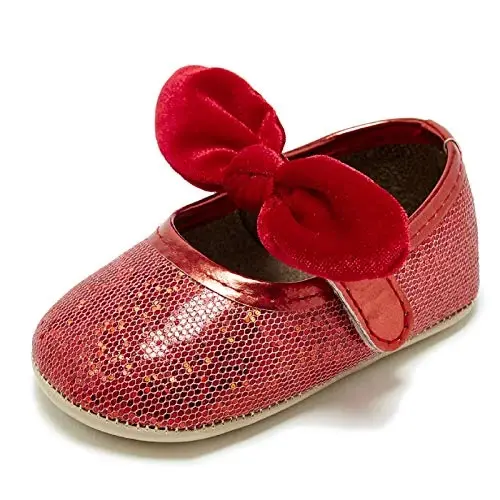 Baby Girls Mary Jane Flats Sirpanmaydigan rezina taglikli kamonli yosh bolalar malika ko'ylak poyafzallari - 1