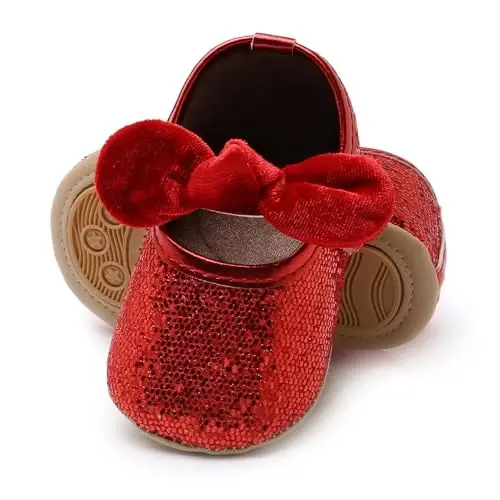 Baby Girls Mary Jane Flats Sirpanmaydigan rezina taglikli kamonli yosh bolalar malika ko'ylak poyafzallari - 3