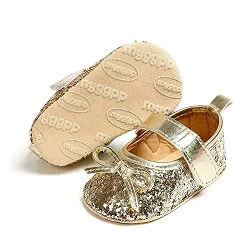 Baby Girls Mary Jane Flats with Bowknot Headband Infant Floral Princess Dress Soft Sole Crib Shoes Non-Slip for Toddler First Walkers - 3