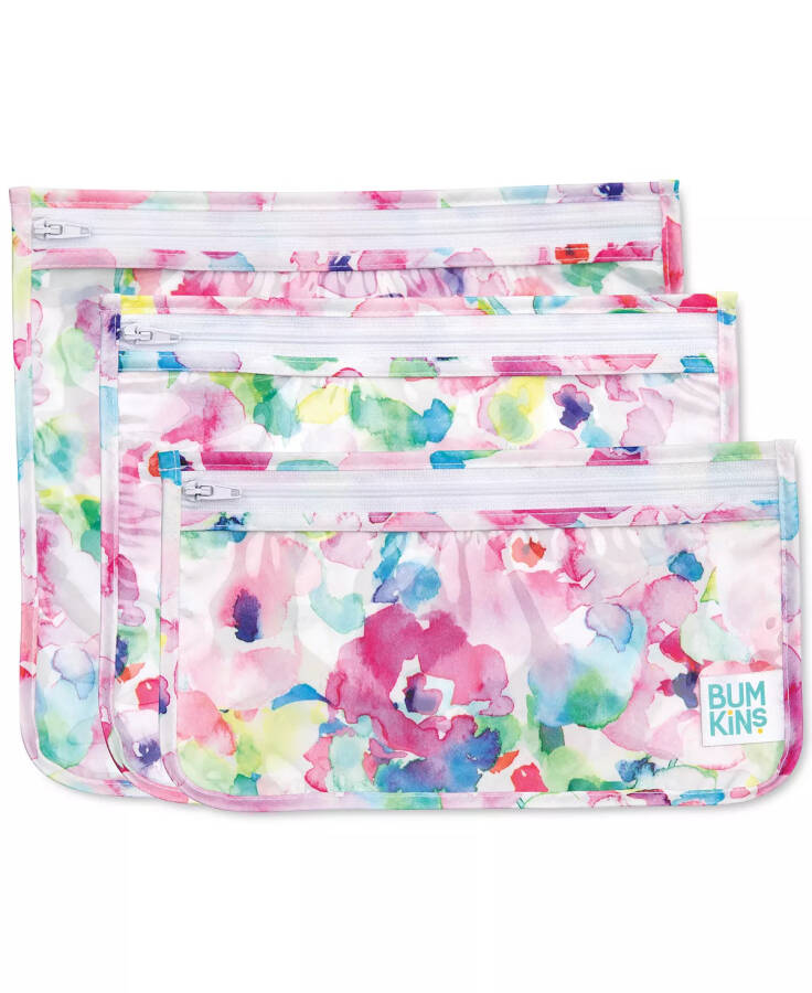 Baby Girls Printed Travel Water Resistant Bag, Pack of 3 Watercolors - 1