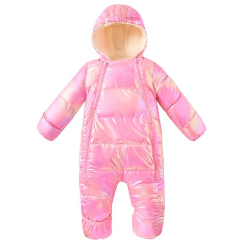 Baby Girls Snowsuit Infant Warm Hooded Jumpsuit Newborn Winter One-Piece Puffer Coat Toddler Clothes 3-24M - 1