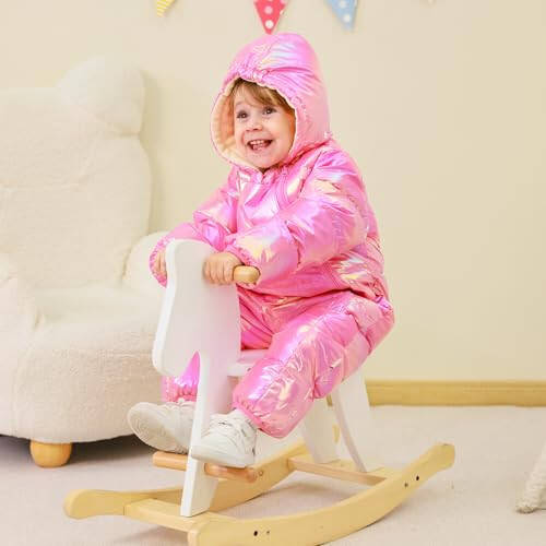 Baby Girls Snowsuit Infant Warm Hooded Jumpsuit Newborn Winter One-Piece Puffer Coat Toddler Clothes 3-24M - 2