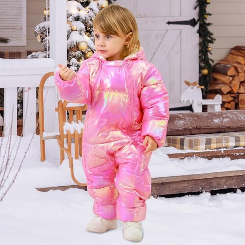 Baby Girls Snowsuit Infant Warm Hooded Jumpsuit Newborn Winter One-Piece Puffer Coat Toddler Clothes 3-24M - 3