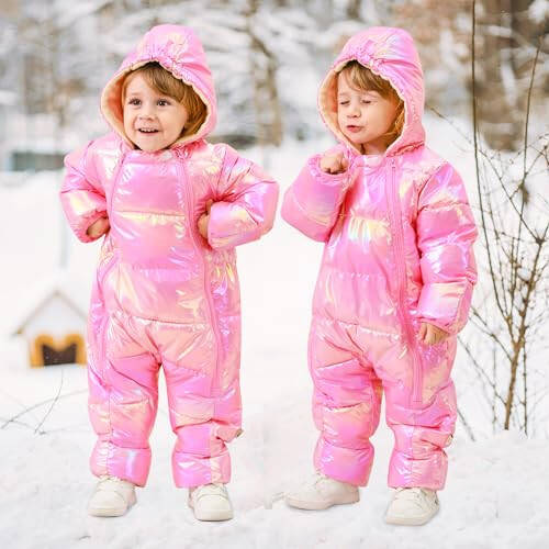 Baby Girls Snowsuit Infant Warm Hooded Jumpsuit Newborn Winter One-Piece Puffer Coat Toddler Clothes 3-24M - 4