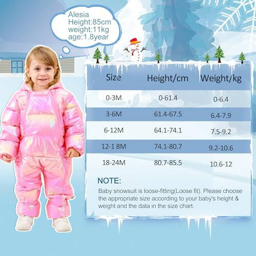 Baby Girls Snowsuit Infant Warm Hooded Jumpsuit Newborn Winter One-Piece Puffer Coat Toddler Clothes 3-24M - 6