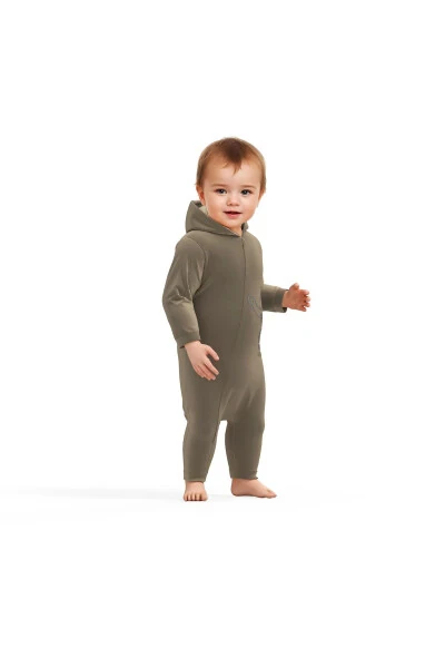 Baby Hooded Zip-Up Jumpsuit, 80% Organic Cotton & 20% Polyester, Baby & Newborn Collection - Csyk - 3