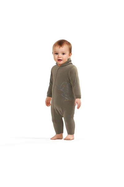 Baby Hooded Zip-Up Jumpsuit, 80% Organic Cotton & 20% Polyester, Baby & Newborn Collection - Csyk - 4