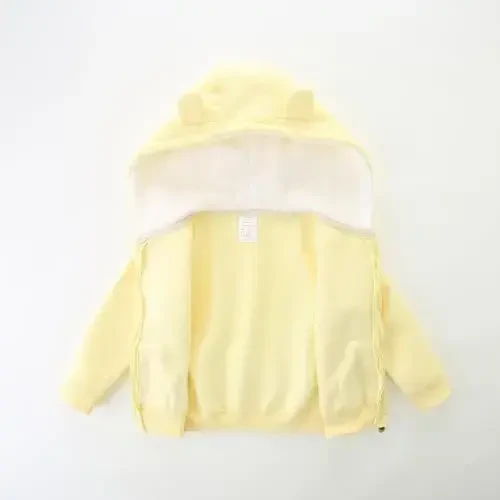 Baby Hoodie Sherpa Lined Zip up Light Fleece Jacket Solid Bear Coat Fall Winter 3-24 M - 2