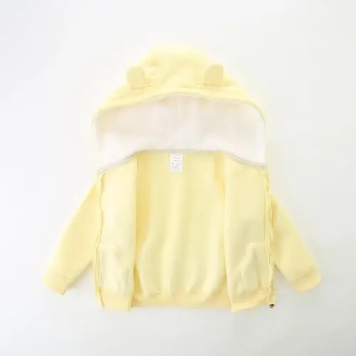 Baby Hoodie Sherpa Lined Zip up Light Fleece Jacket Solid Bear Coat Fall Winter 3-24 M - 2