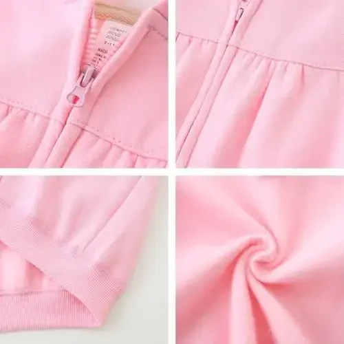 Baby Hoodie Sherpa Lined Zip up Light Fleece Jacket Solid Bear Coat Fall Winter 3-24 M - 4