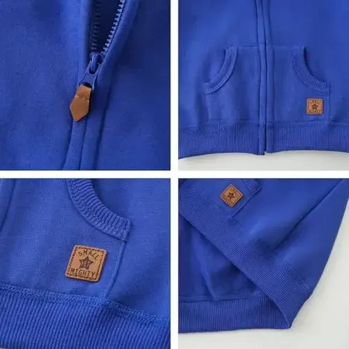 Baby Hoodie Sherpa Lined Zip up Light Fleece Jacket Solid Bear Coat Fall Winter 3-24 M - 4