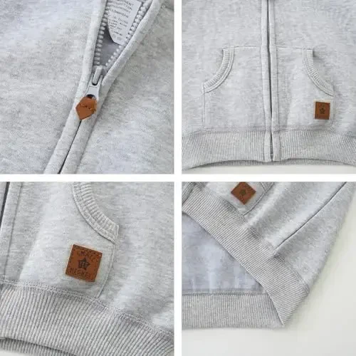 Baby Hoodie Sherpa Lined Zip up Light Fleece Jacket Solid Bear Coat Fall Winter 3-24 M - 4