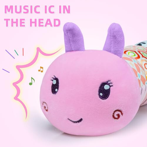Baby Infant Musical Toy Soft Stuffed Animal Toy with Multi Textures,Rattle,Crinkle,Newborn Baby Toy for 0 3 6 9 12 Months Girls Boy Gift,Caterpillar，Pink - Ussybaby (1)