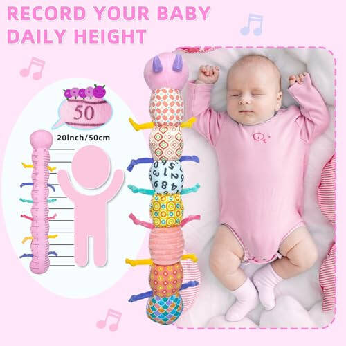 Baby Infant Musical Toy Soft Stuffed Animal Toy with Multi Textures,Rattle,Crinkle,Newborn Baby Toy for 0 3 6 9 12 Months Girls Boy Gift,Caterpillar，Pink - 4