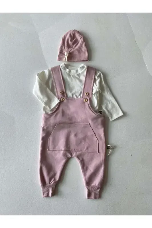 Baby Kangaroo Pocket Jumpsuit and Hat Set - 2